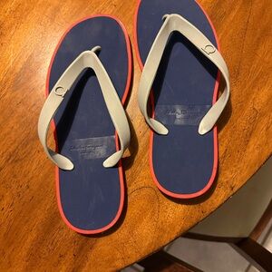 Salvatore Ferragamo Blue and Red Flip Flops